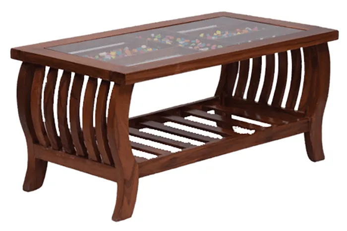 VIVDeal Glass Teak Center Table